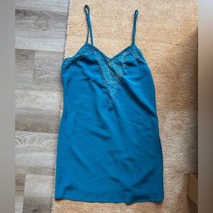 Vintage Victoria’s Secret Gold Label Blue Slip w/Lace